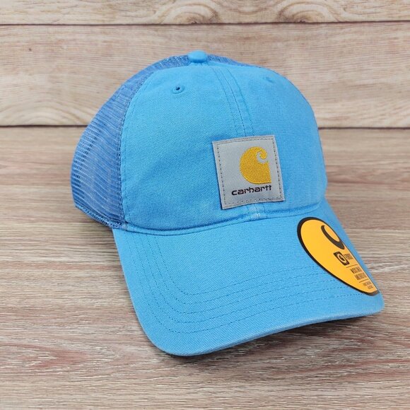 NEW Carhartt Trucker Mesh Hat‎ Snapback Adjustable Cap Sky Blue Buffalo One Size - Picture 1 of 8